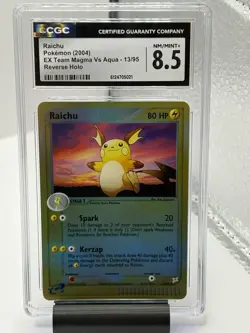 2004 Pokemon Raichu Rare Reverse EX Team Magma VS Team Aqua 13/95 CGC 8.5 - Image 1