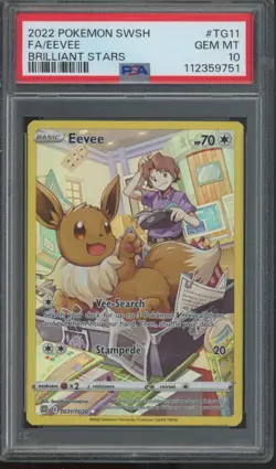 2022 Pokemon SWSH Brilliant Stars Full Art #TG11 Eevee Gem Mint PSA 10 - Image 1