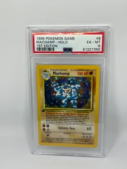 1999 POKEMON GAME 1ST ED #8 MACHAMP-HOLO PSA 6 ex-mt - Image 1