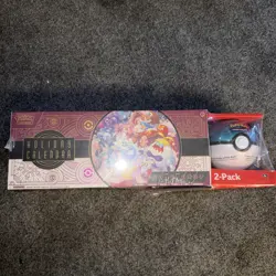 2025 Pokemon TCG Holiday Calendar + Moon Poke Ball Tin - New / Sealed - Image 1