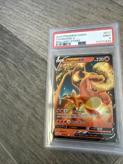 2022 Pokemon SWSH Brilliant Stars #017 Charizard V PSA 9 MINT - Image 3
