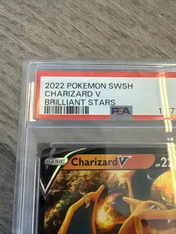 2022 Pokemon SWSH Brilliant Stars #017 Charizard V PSA 9 MINT - Image 4