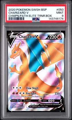 PSA 9 CHARIZARD V SWSH050 FULL ART BLACK STAR PROMO CHAMPIONS PATH POKEMON 🔥 - Image 1
