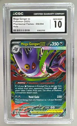 7010 Mega Gengar ex 2025 Pokemon Phantasmal Flames #056 Holo CGC 10 - Image 1