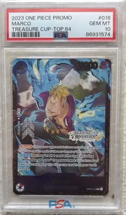Bandai Marco OP02-018 Treasure Cup Promo One Piece CCG Foil PSA 10 - Image 1