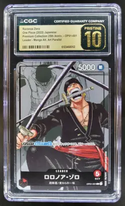 22 ONE PIECE RORONOA ZORO JP LEADER MANGA ALT ART OP01-001 CGC 10 PRISTINE B PT - Image 1