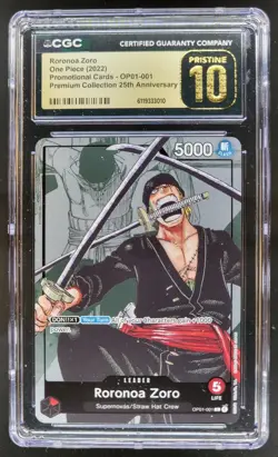 2022 ONE PIECE RORONOA ZORO 25TH ANNIVERSARY OP01-001 CGC 10 PRISTINE B PT - Image 1