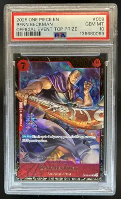 2025 One Piece Official Event Top Prize Benn Beckman #OP09-009 PSA 10 GEM MINT - Image 1