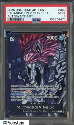 2025 One Piece OP13 Special Alt Art Demon God #080 Ethanbaron V. Nusjuro PSA 9 - Image 1