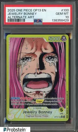 2025 One Piece OP13 JPN Alternate Art #100 Jewelry Bonney PSA 10 GEM MINT - Image 1
