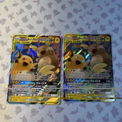 Pokemon TCG 2 Card Lot Holo GX Raichu Alolan Raichu TAG TEAM English - Image 1
