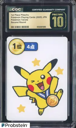2025 Pokemon Playing Cards Japanese Taruka 2nd Round 1st Place Pikachu CGC 10 - Image 1