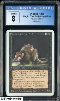 1994 MTG Magic The Gathering Revised Edition Plague Rats CGC 8 NM-MT - Image 1