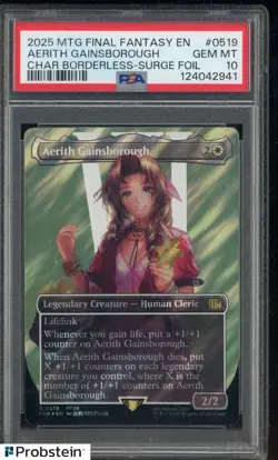 2025 MTG Final Fantasy EN Borderless Surge Foil #0519 Aerith Gainsborough PSA 10 - Image 1