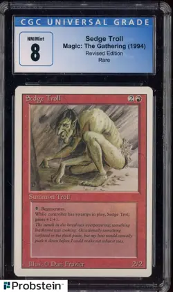 1994 MTG Magic The Gathering Revised Edition Sedge Troll Rare CGC 8 NM-MT - Image 1