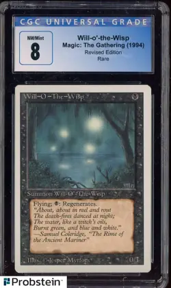 1994 MTG Magic The Gathering Revised Edition Will-O-The-Wisp Rare CGC 8 - Image 1