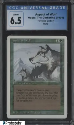 1994 MTG Magic The Gathering Revised Edition Aspect of Wolf Rare CGC 6.5 EX-NM+ - Image 1