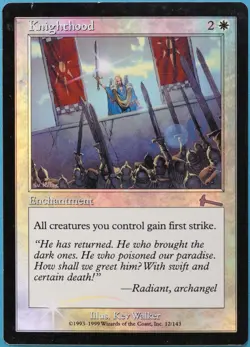 Knighthood FOIL Urza's Legacy HEAVILY PLD White Uncommon CARD (209931) ABUGames - Image 1