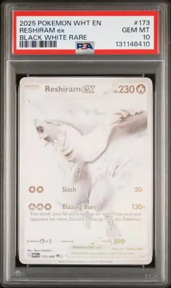 2025 Pokemon WHT EN-White Flare Reshiram EX Fa Black White Rare PSA 10 #173 - Image 1