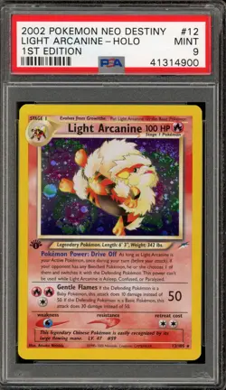 Pokemon Light Arcanine Neo Destiny 1st Edition Holo Rare #12 PSA 9 Mint - Image 1