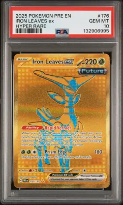 2025 POKEMON PRE EN-PRISMATIC EVOLUTIONS HYPER RARE #176 IRON LEAVES EX PSA 10 - Image 1