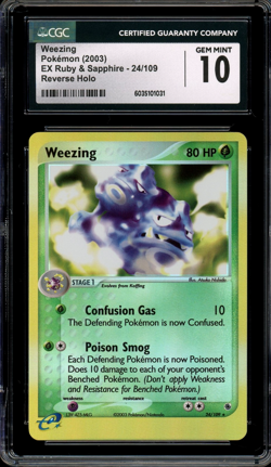 CGC 10 Gem Mint Weezing Reverse Holo EX Ruby & Sapphire 24/109 Pokemon - Image 1