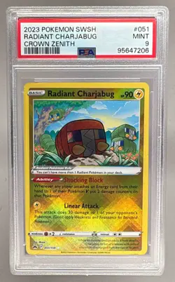 7206 Radiant Charjabug 2023 Pokemon Sword & Shield Crown Zenith #051 PSA 9 - Image 1