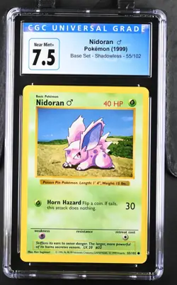 Pokemon 1999 Nidoran Shadowless Base Set #55 CGC 7.5 - Image 1
