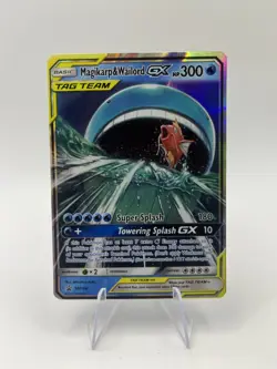 Pokemon TCG Magikarp & Wailord GX Tag Team Black Star Promo Card SM166 LP - Image 1
