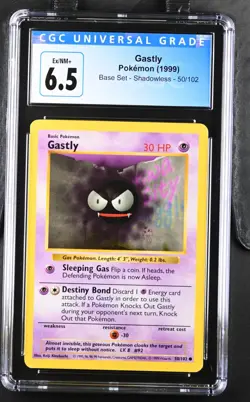 Pokemon 1999 Gastly Shadowless Base Set #50 CGC 6.5 - Image 1