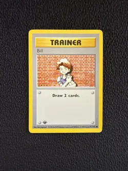 Pokemon Bill Base Set 1st Edition Shadowless Non-Holo Common Trainer 91/102 LP - Image 1