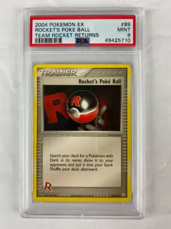 PSA 9 Mint Rocket's Poke Ball 2004 EX Team Rocket Returns #89 - Image 1