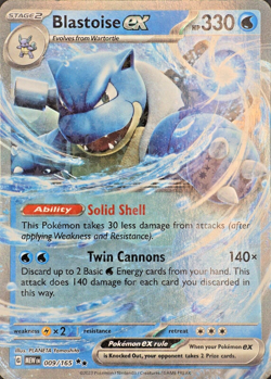 Blastoise ex 009/165 - Double Rare SV: Scarlet and Violet 151 Pokemon Near Mint - Image 1