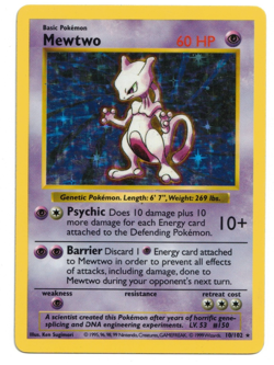 Pokemon Card: Mewtwo HOLO 10/102 Shadowless Base Set Vintage Rare! EX - Image 1