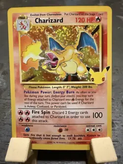 Charizard 004/102 Base Set Holo Rare Holo Trading Card 1999 25th anniversary - Image 1