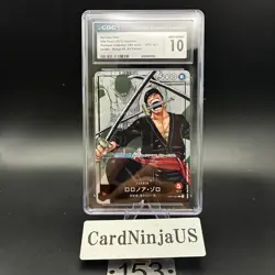 CGC 10 GEM MINT Roronoa Zoro Parallel OP01-001 L 25th Edition ONE PIECE Card 153 - Image 1