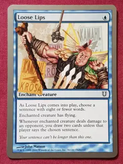 Magic The Gathering UNHINGED LOOSE LIPS blue card MTG - Image 1