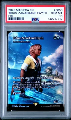 2025 MTG FINAL FANTASY THROUGH THE AGES FOIL #0058 TIDUS, ZANARKAND FAYTH PSA 10 - Image 1