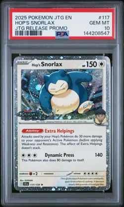 Pokemon Hop's Snorlax Journey Together Prerelease Holo Promo #117 PSA 10 Pop 11 - Image 1