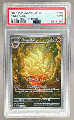 1685 Ninetales 2023 Pokemon Obsidian Flames OBF EN #199 Illustration Rare PSA 9 - Image 1