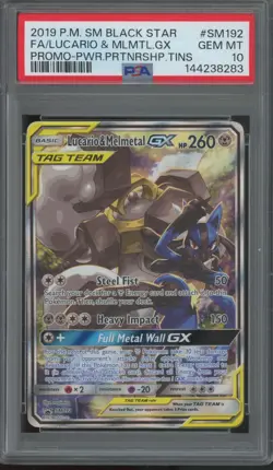 2019 Pokemon Sun & Moon Black Star Promo Lucario & Melmetal GX Gem Mint PSA 10 - Image 1