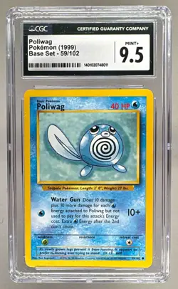 8011 Poliwag 1999 Pokemon Base Set #59 CGC 9.5 - Image 1