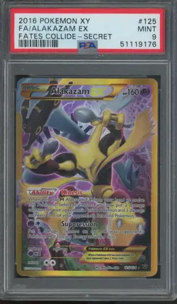2016 Pokemon XY Fates Collide Secret Full Art #125 Alakazam EX Mint PSA 9 - Image 1