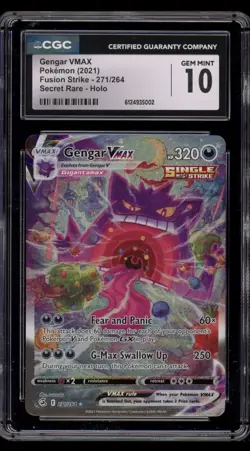 Gengar VMAX Alternate Art Secret Rare CGC 10 Fusion Strike 271/264 Holo Pokemon - Image 3