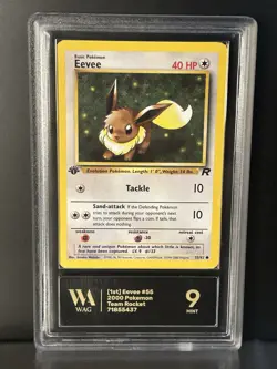 MINT 9 Eevee Team Rocket 1st Ed – WAG Graded 55/82 WOTC Pokemon Vintage - Image 1