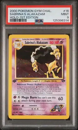 2000 Pokemon Sabrina's Alakazam 16/132 1st Edition Gym Challenge Holo Rare PSA 9 - Image 1