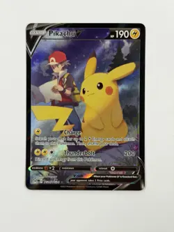 Pokemon TCG Pikachu V TG16/TG30 SWSH11 Lost Origins Trainer Gallery Holo LP - Image 1