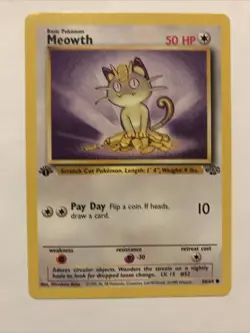 Meowth Pokemon 1999 Jungle #56/64 1st Edition Common WOTC Vintage Card - Image 1