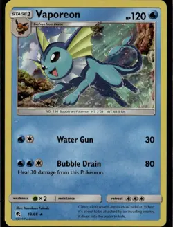 Vaporeon Holo Rare Hidden Fates 18/68 Water Holo Pokemon Card - Image 1