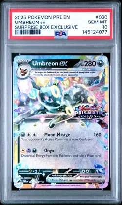 PSA 10 GEM MINT Umbreon EX Prismatic Evolutions Surprise Box Pokemon 060 Stamped - Image 1